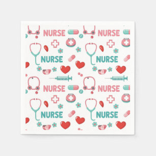 White Nurse Life Seamless Pattern (1) Napkins