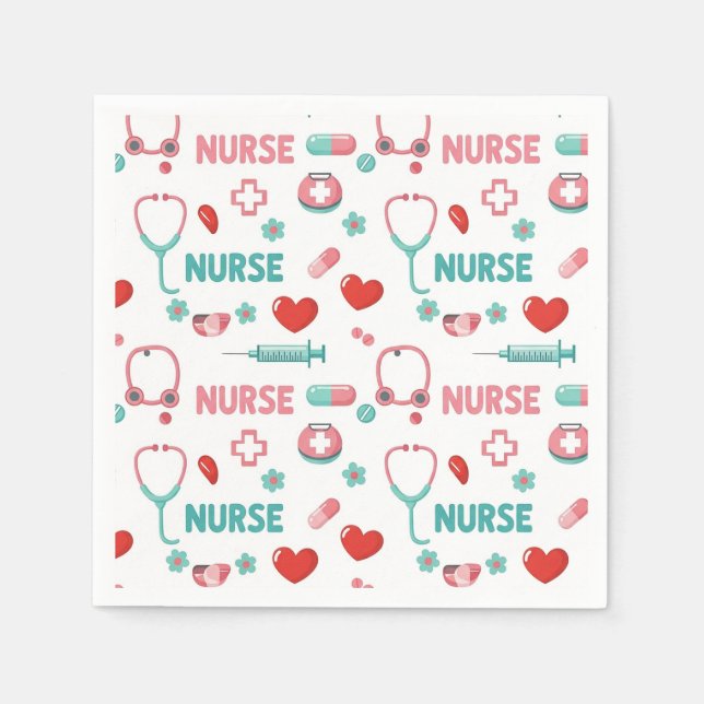 White Nurse Life Seamless Pattern (1) Napkins (Front)