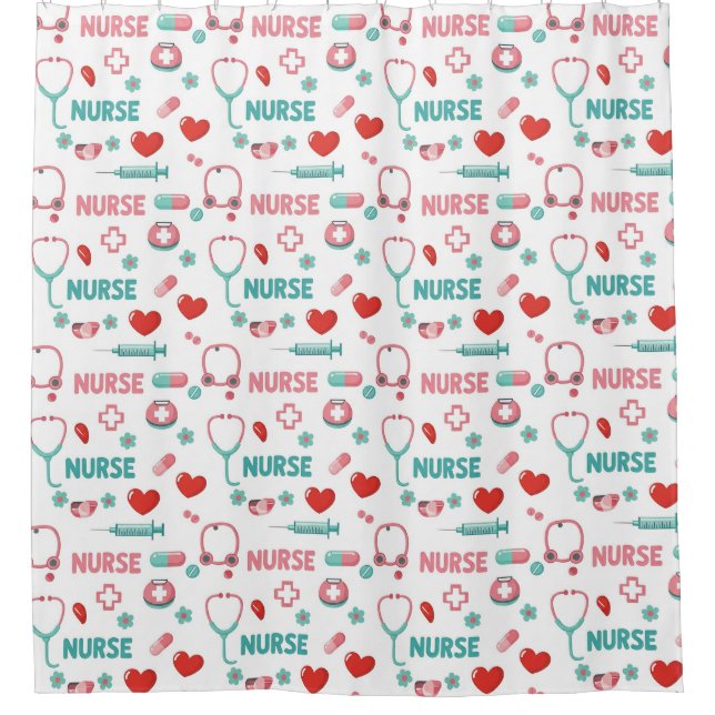 White Nurse Life Seamless Pattern (1) Shower Curtain (Front)