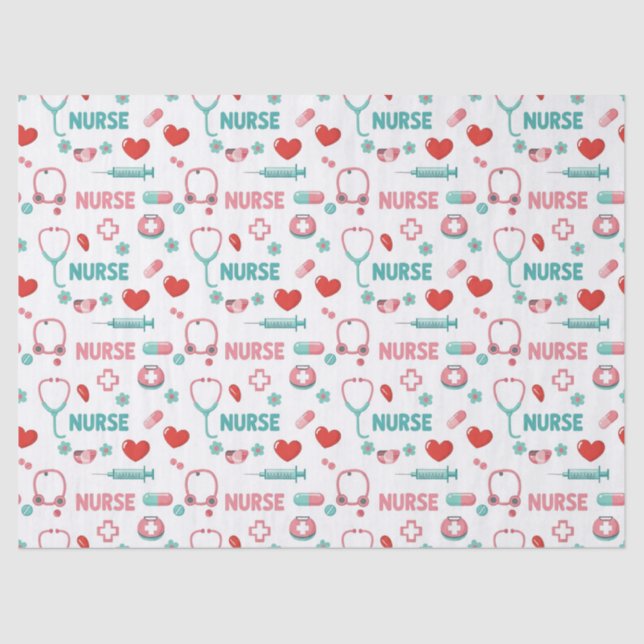 White Nurse Life Seamless Pattern (1) Tissue Paper (Front)