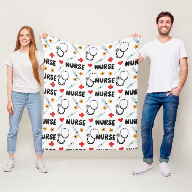 White Nurse Life Seamless Pattern (2) Fleece Blanket (In Situ)