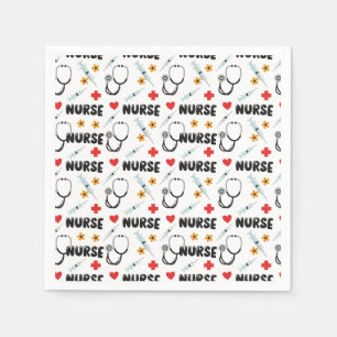 White Nurse Life Seamless Pattern (2) Napkins