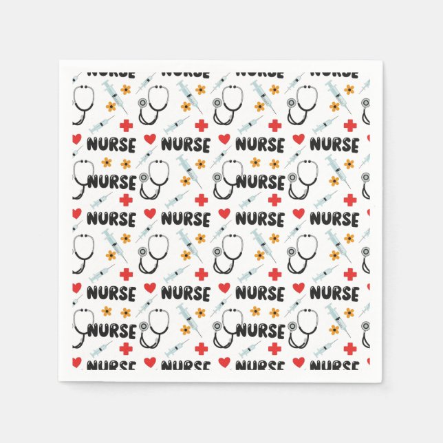 White Nurse Life Seamless Pattern (2) Napkins (Front)