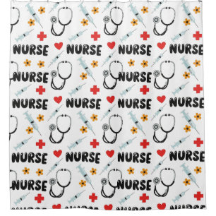 White Nurse Life Seamless Pattern (2) Shower Curtain
