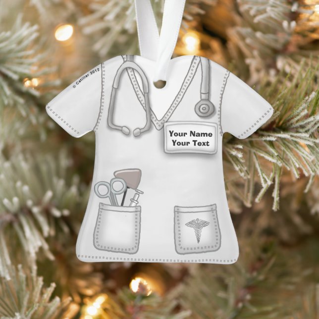 White Nurse medical scrubs ornament (Tree)