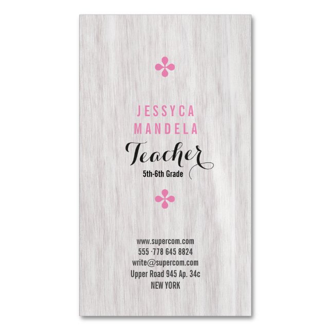 White oak, magnetic business card (Front Vertical)