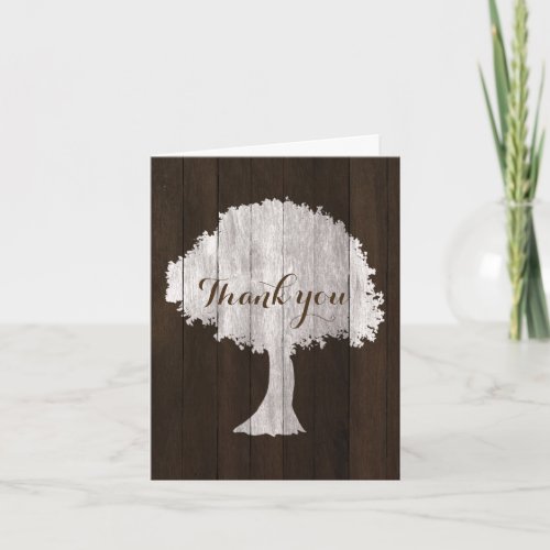 White Oak Tree Rustic Wedding Thank You Card