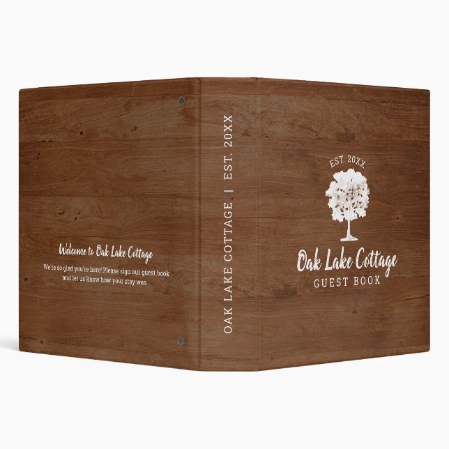 White Oak Tree Wood Guest House Vacation Rental 3 Ring Binder (Background)