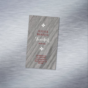 White oak wood, brown, white business card magnet