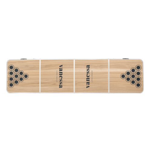 White Oak Wood Minimal Modern Classic Name Beer Pong Table