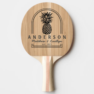 White Oak Wood Pineapple Wedding Arch & Name Ping Pong Paddle