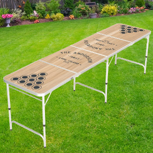 White oak Wood Vintage Seaside Family Name Beer Pong Table