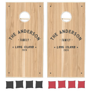 White oak Wood Vintage Seaside Family Name Cornhole Set