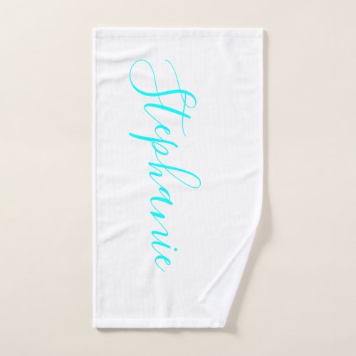 White Ocean Aqua personalized monogram yoga towel