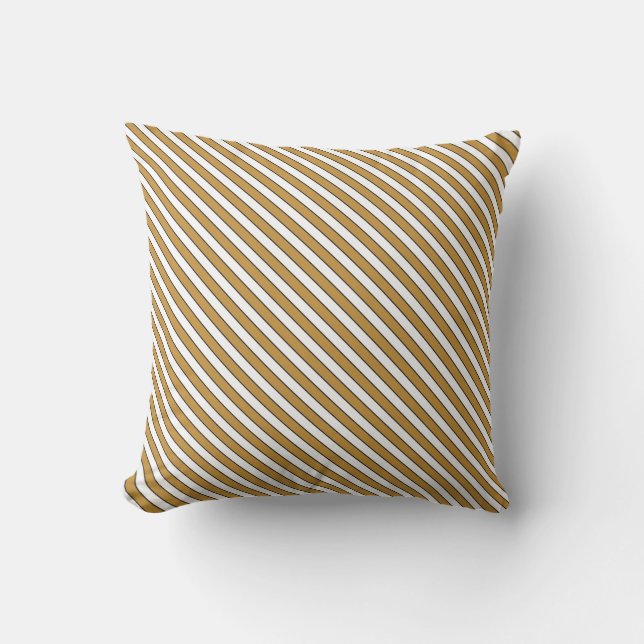 White & Ochre Stripes w/Thin Black Lines Throw Pillow (Front)