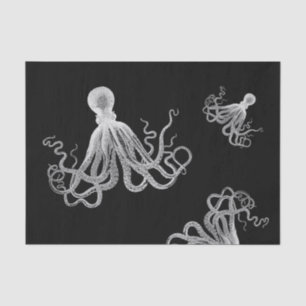 White Octopus Black Tissue Paper