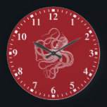 White octopus on dark red large clock<br><div class="desc">White octopus on a dark red background. Simple and elegant design. Matching white numerals.</div>