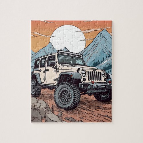 White Off Road Car On Thrill Jigsaw Puzzle