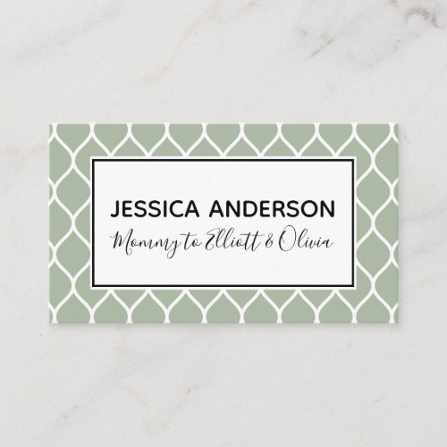 White Ogee  Sage Mommy Playdate Calling Card