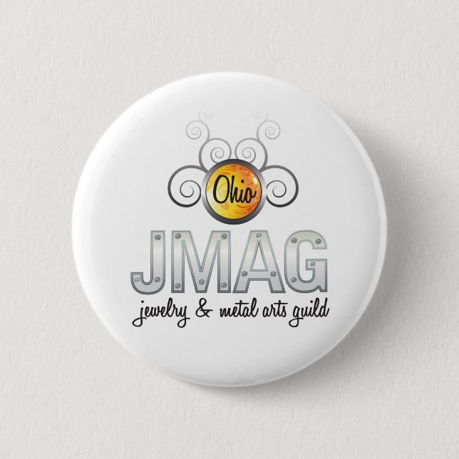 White OJMAG logo button (Front)
