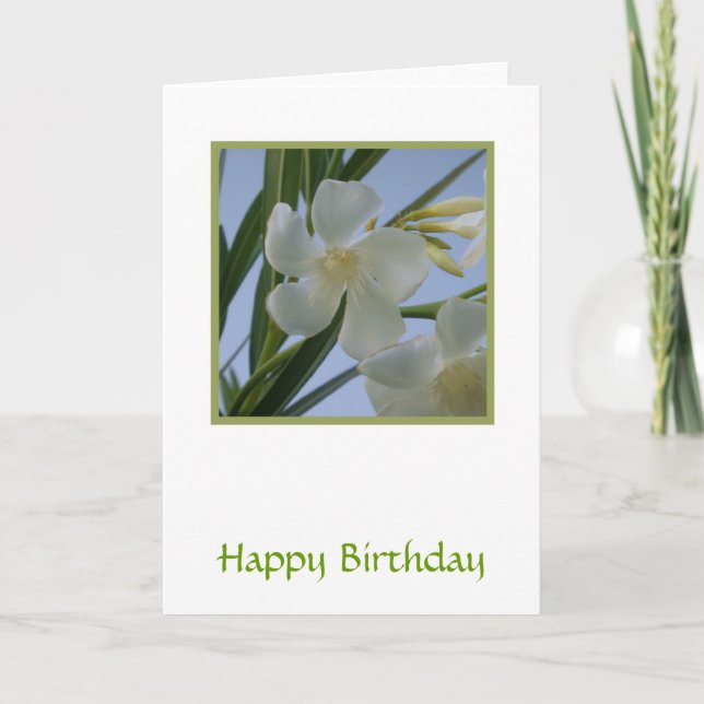 White Oleander Flower Card (Front)