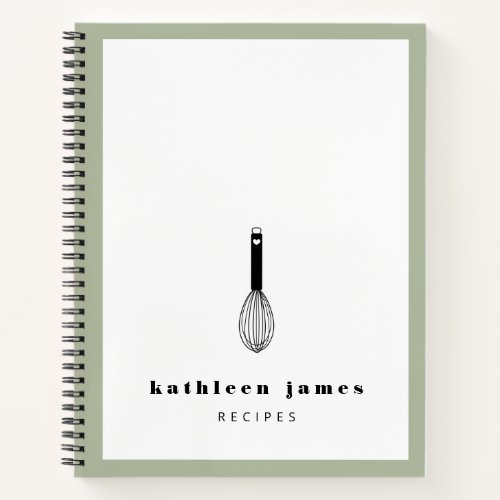 White Olive Green Cute Balloon Whisk Notebook