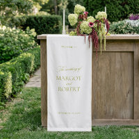 White & Olive Green Wedding Welcome Sign Banner