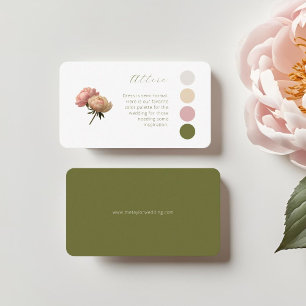 White & Olive Rose Wedding Attire Dress Code Enclosure Card