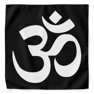 White Om Symbol on Black Bandana