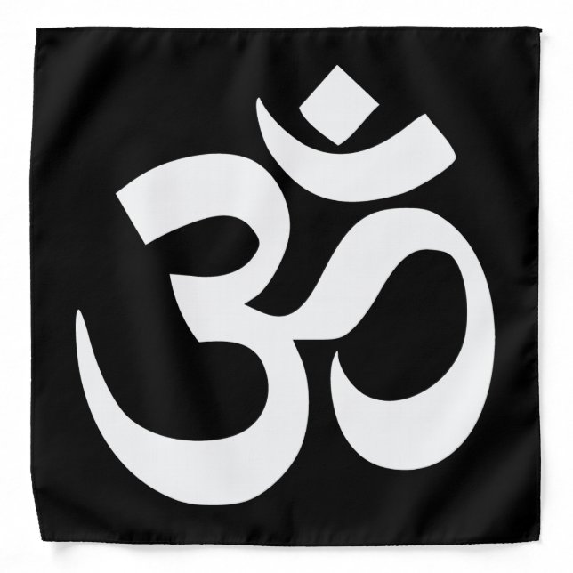 White Om Symbol on Black Bandana (Front)