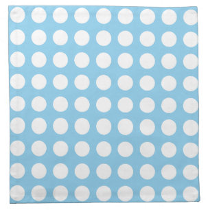 White on Baby Blue Large Horizontal Polka Dots Cloth Napkin