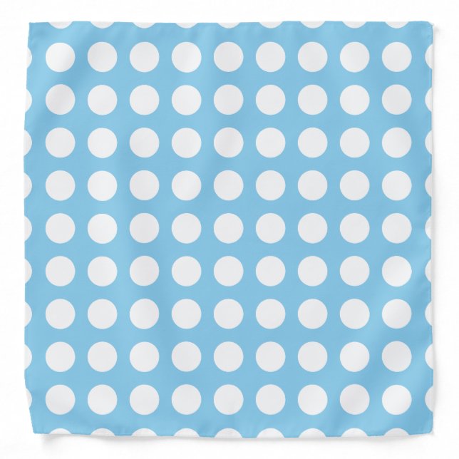 White on Baby Blue Large HorizontalPolka Dots Bandana (Front)