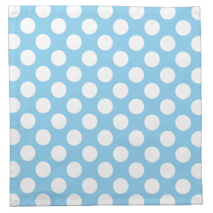 White on Baby Blue Large Size Polka Dots Cloth Napkin