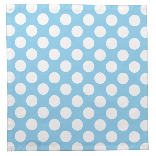 White on Baby Blue Large Size Polka Dots Cloth Napkin (Front)