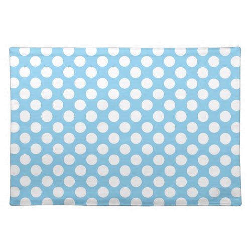 White on Baby Blue Large Size Polka Dots Cloth Placemat