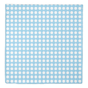 White on Baby Blue Medium Horizontal Polka Dots Duvet Cover