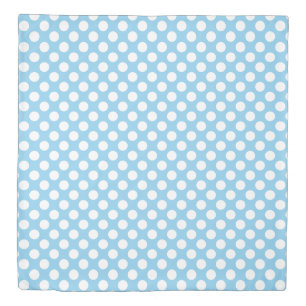 White on Baby Blue Medium Size Polka Dots Duvet Cover