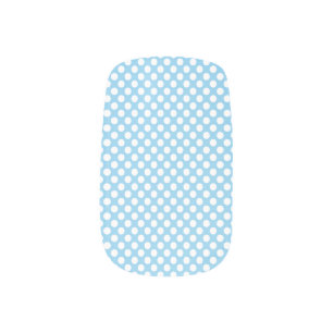 White on Baby Blue Medium Size Polka Dots Minx Nail Art