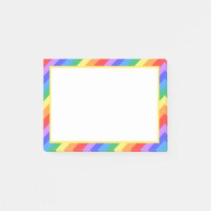White on Beautiful Multicolored Striped Post-it Notes