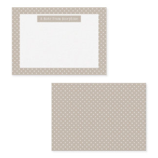 White On Beige Polka Dots Pattern Custom Text Note Card