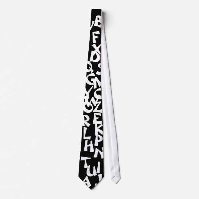 White on Black Alphabet Tie (Front)
