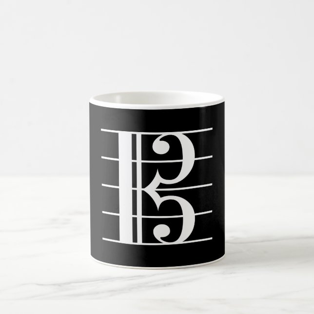 White-on-Black Alto Clef Coffee Mug (Center)