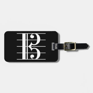 White-on-Black Alto Clef Luggage Tag