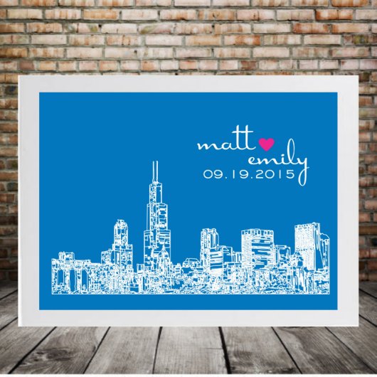White on Black, Chicago Skyline 8.5"x11" Print (Alternate Color)