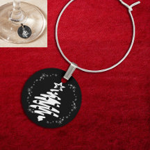 White on Black Christmas Tree Silhouette Holiday