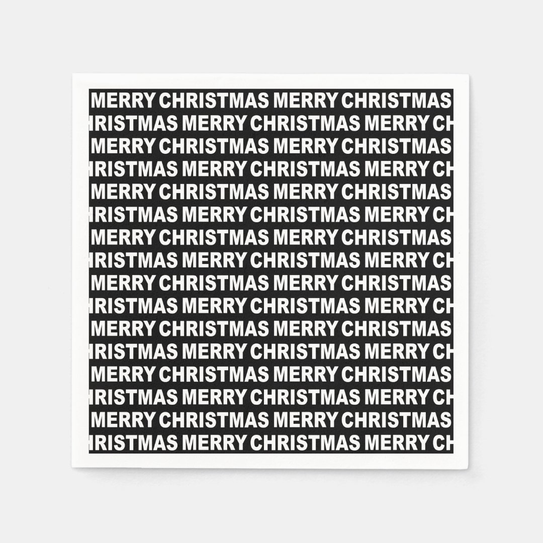 White and Black Christmas Typography Paper Napkin