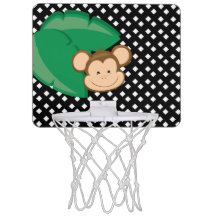 White on Black Diamond Basketball Hoop with Monkey
