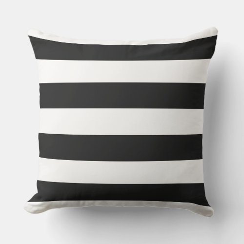 WHITE on BLACK Elegant Stylish Modern Stripes Outd Outdoor Pillow