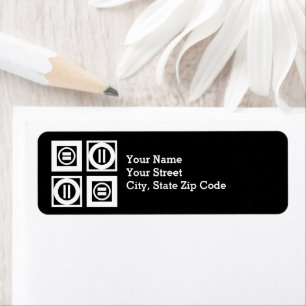 White on Black Equal Sign Geometric Pattern Label