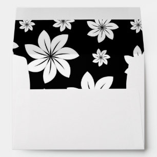 White on Black Floral Array, Graphic Flowers Envelope